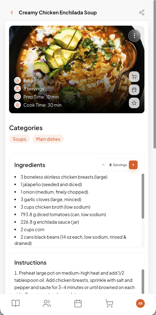 Magic recipe import screenshot